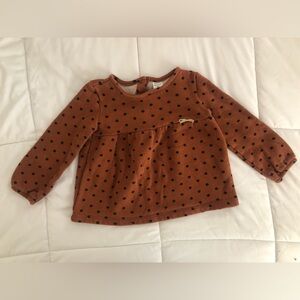 Carters Toddler Girls Brown with Black Polka Dot Long Sleeved Sweater Size 3T